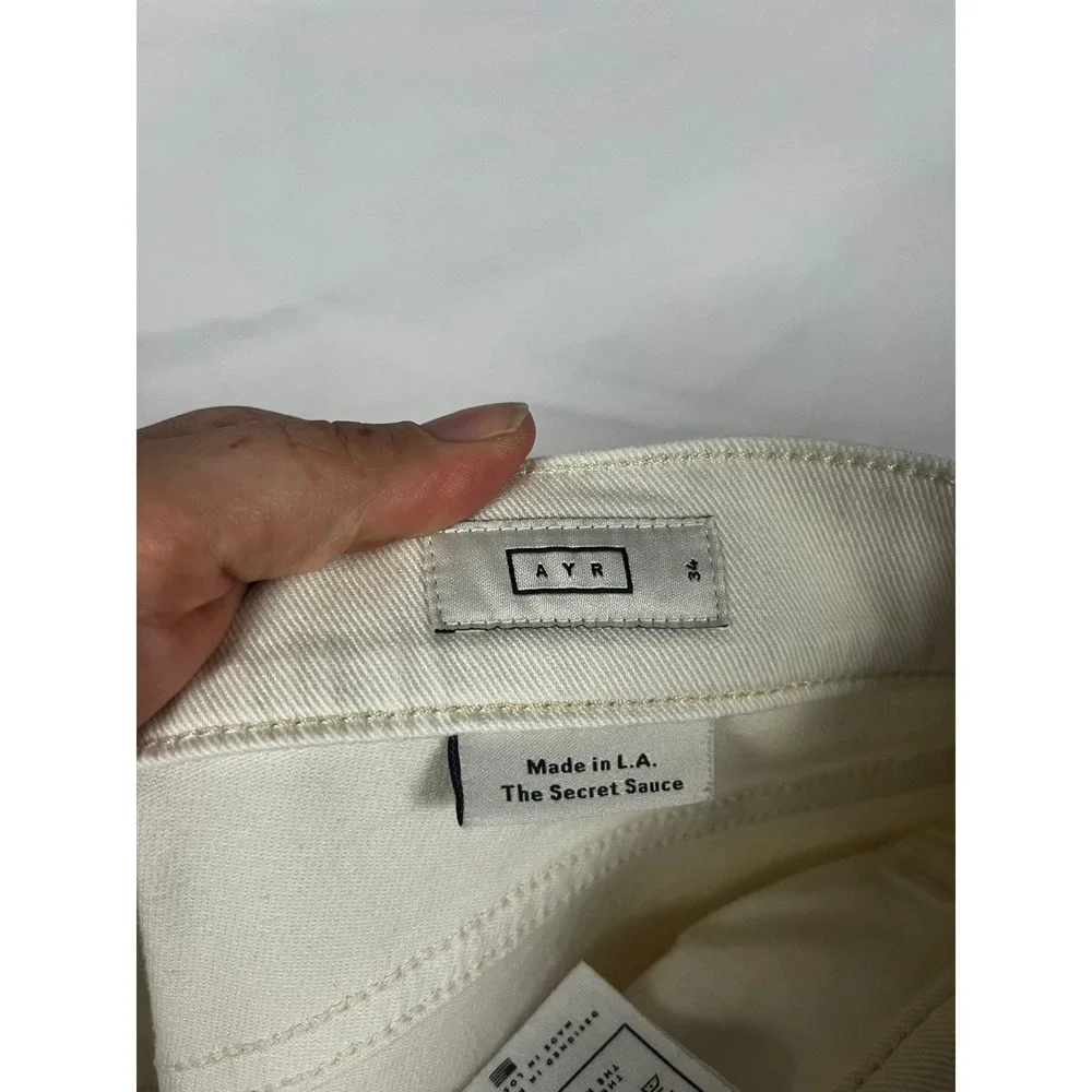AYR Women's The Secret Sauce Organic Cotton High Rise‎ Wide Leg Jeans- Size 34